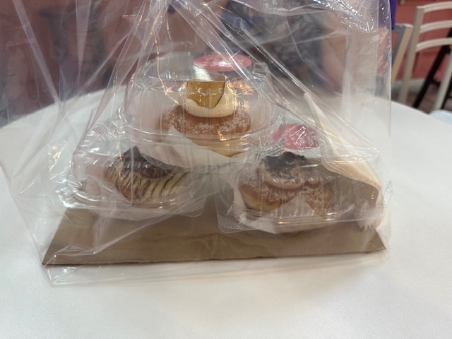 Donut box showing the full donut lineup from Flour Fresh Cream Donut