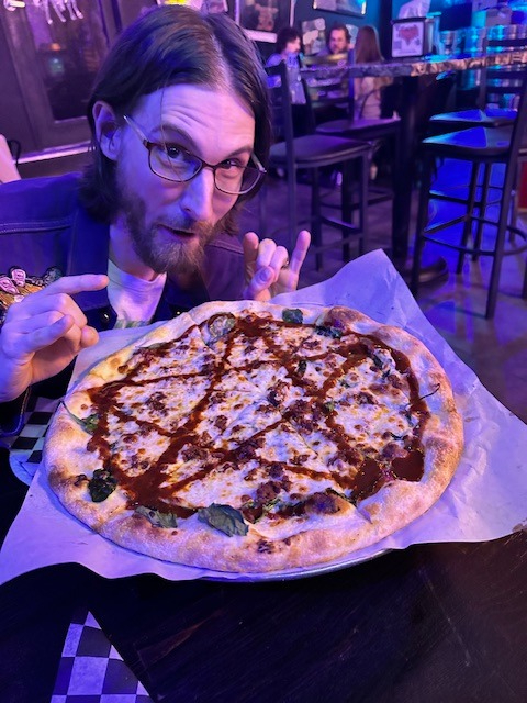Chris and his metal AF vegan pizza