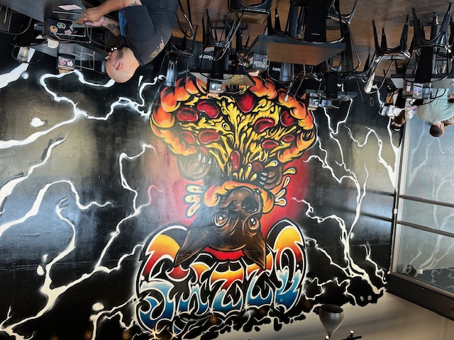 Interior wall at Ozzy’s Apizza