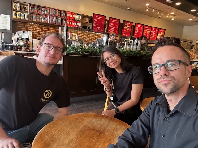 Francy, Kieren, and Daniel in Calabasas at Starbucks