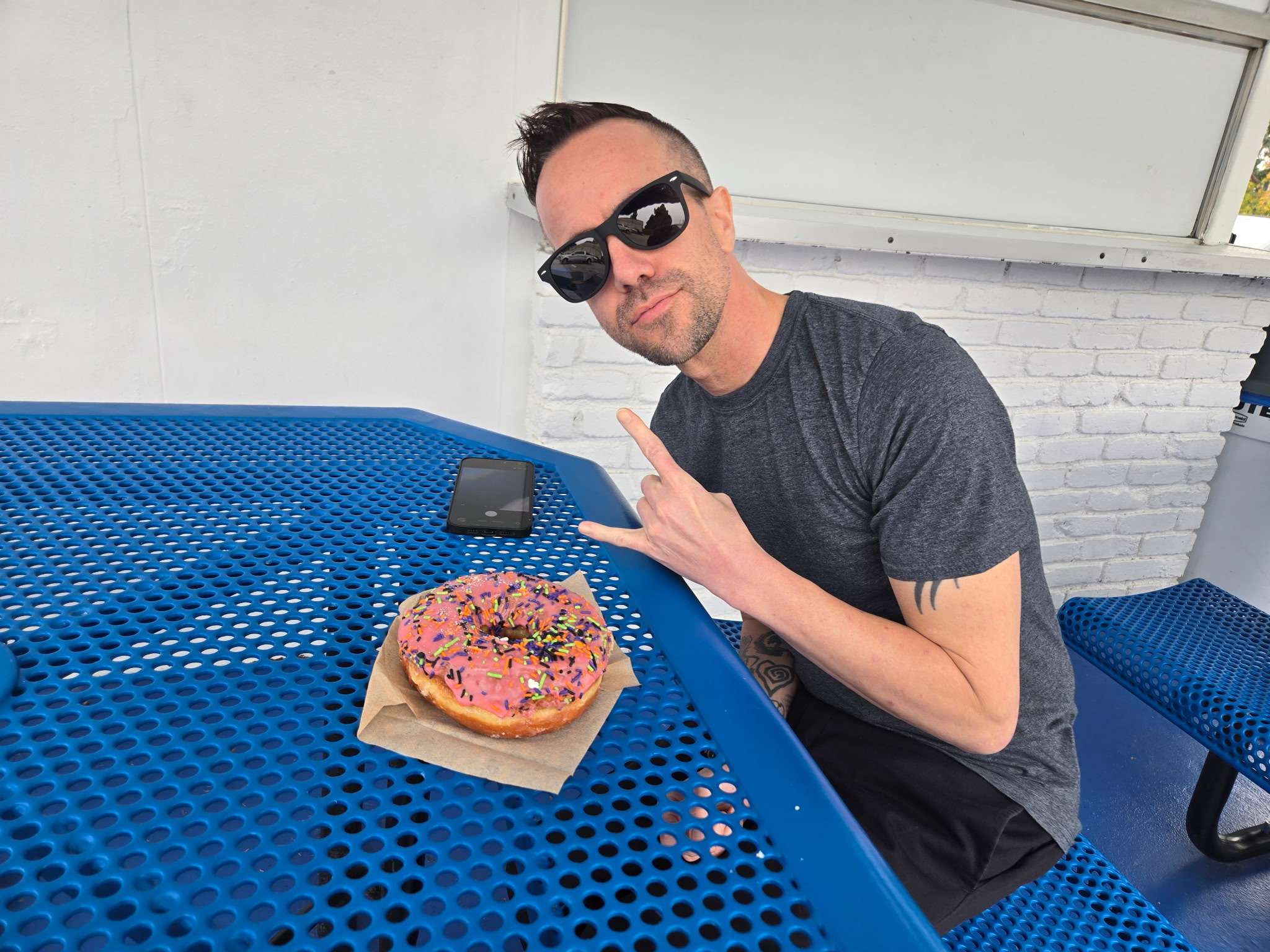 Danny (me) about to devour a giant donut from Rolling Pin.