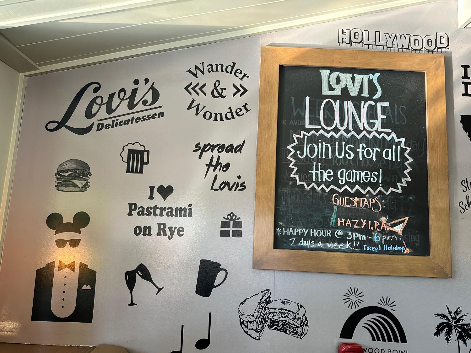 Lovi's Delicatessen wall of words.